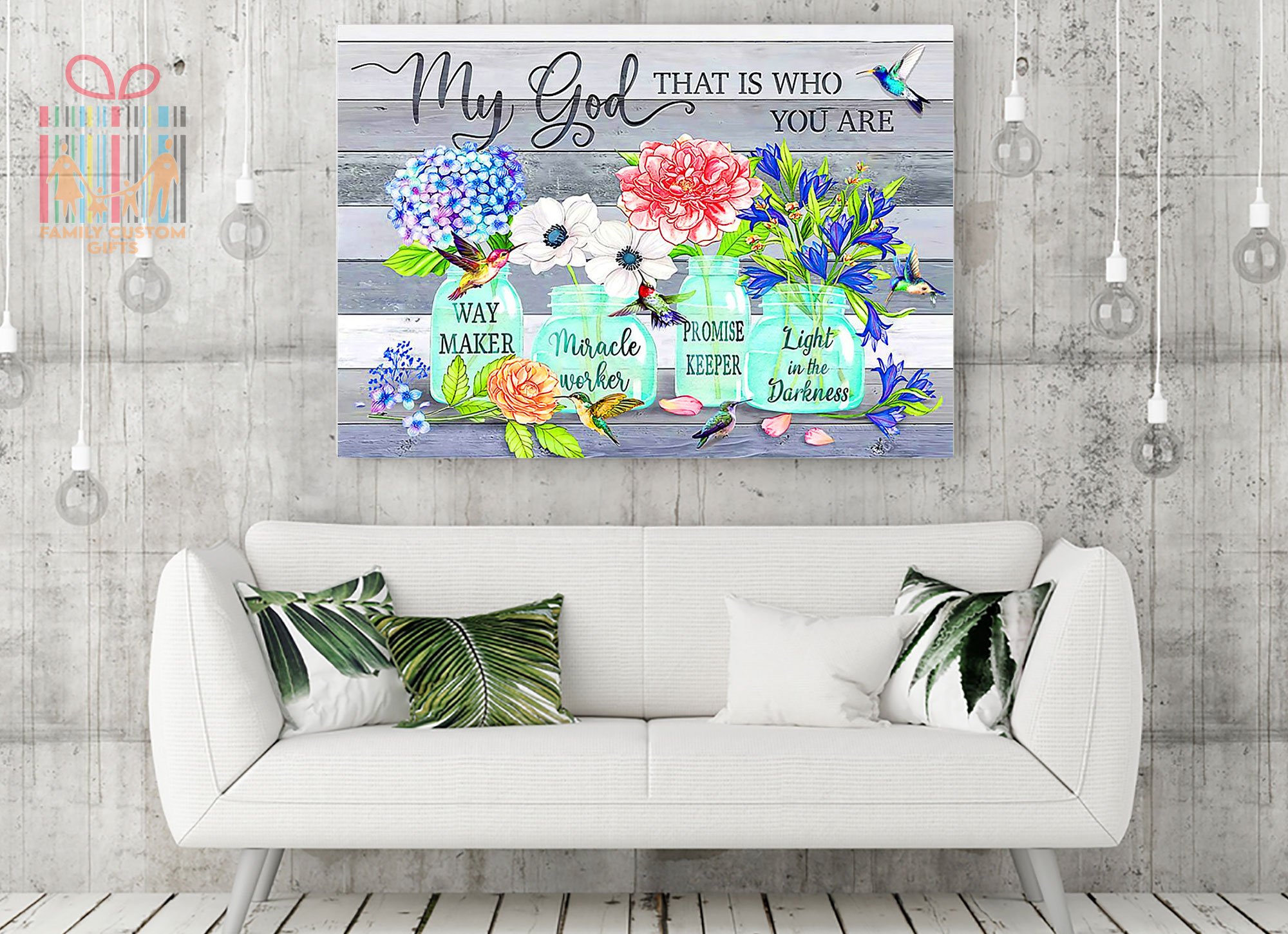 Custom Canvas Print Wall Art Hummingbirds & Flower My God That Who You Are Canvas Art – Matte Canvas (1.25”)