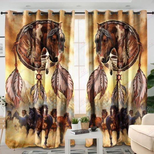 Tmarc Tee Horse Native American Dreamcatcher  3D All Over Printed Window Curtain Home Decor