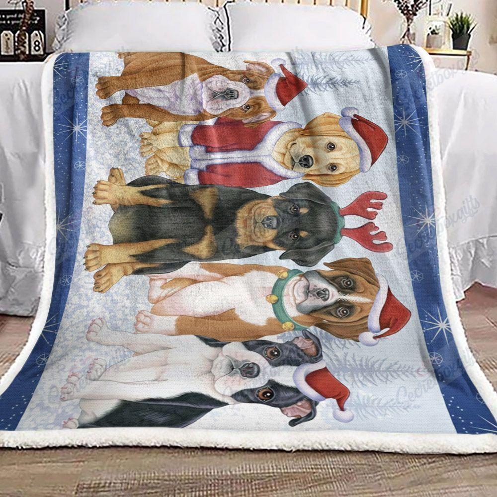 Christmas Puppy Bulldog Labrador Rottweiler Boxer Boston Terrier Xa0502509Cl Fleece Blanket