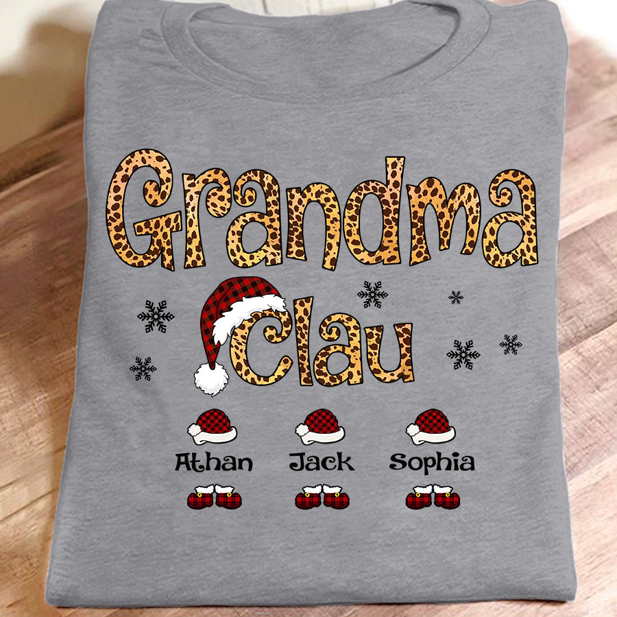 Grandma Claus – Leopard Christmas | Personalized T-Shirt