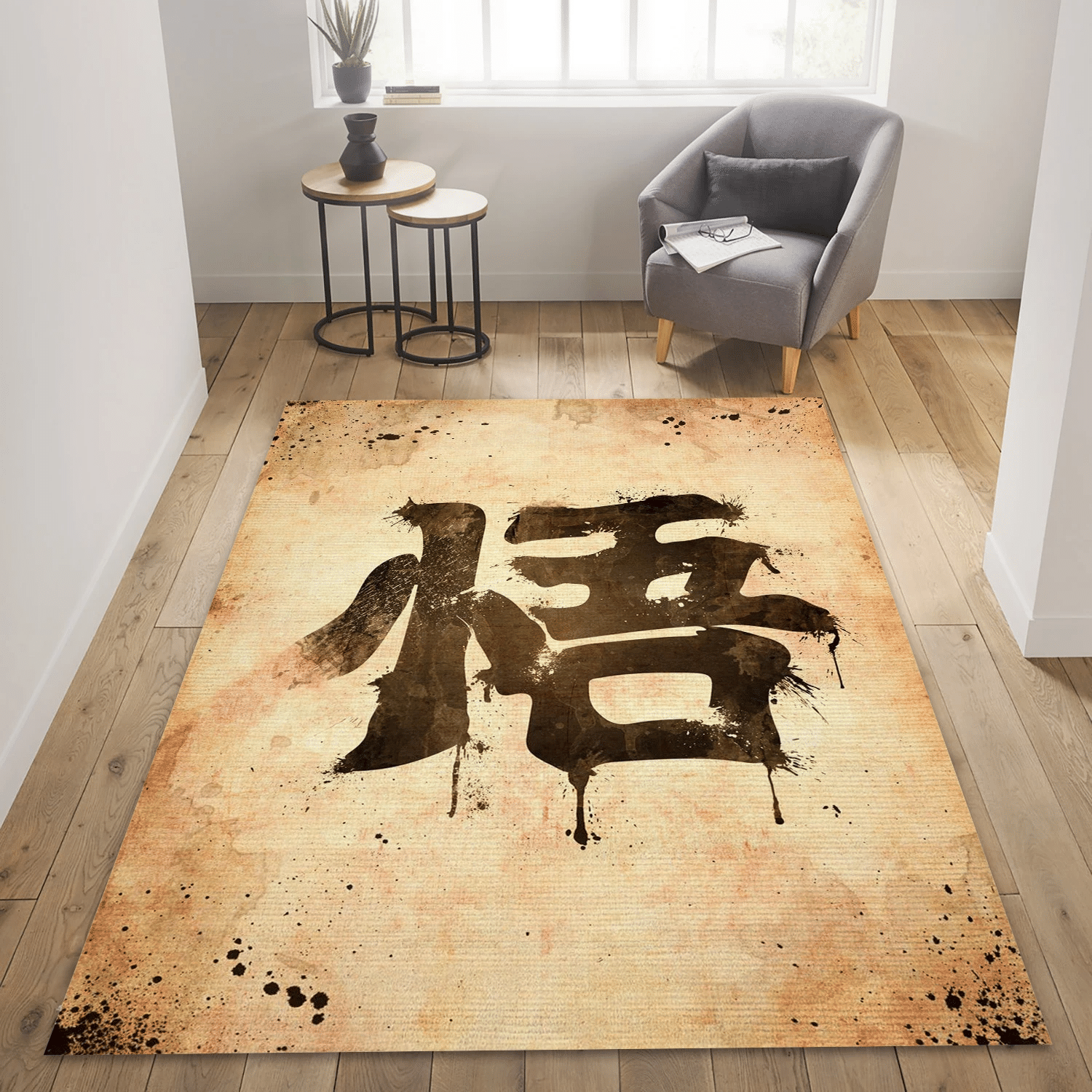 Go Kanji Light Area Rug Carpet, Bedroom Rug – Christmas Gift Us Decor