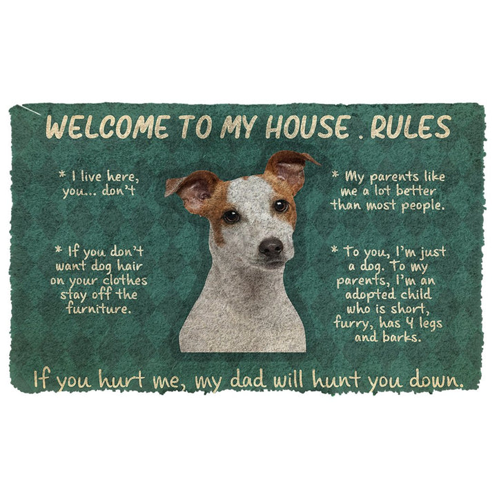 Waybackapparel Ack Russell Terrier Welcome To My House Rules Custom 3D Doormat