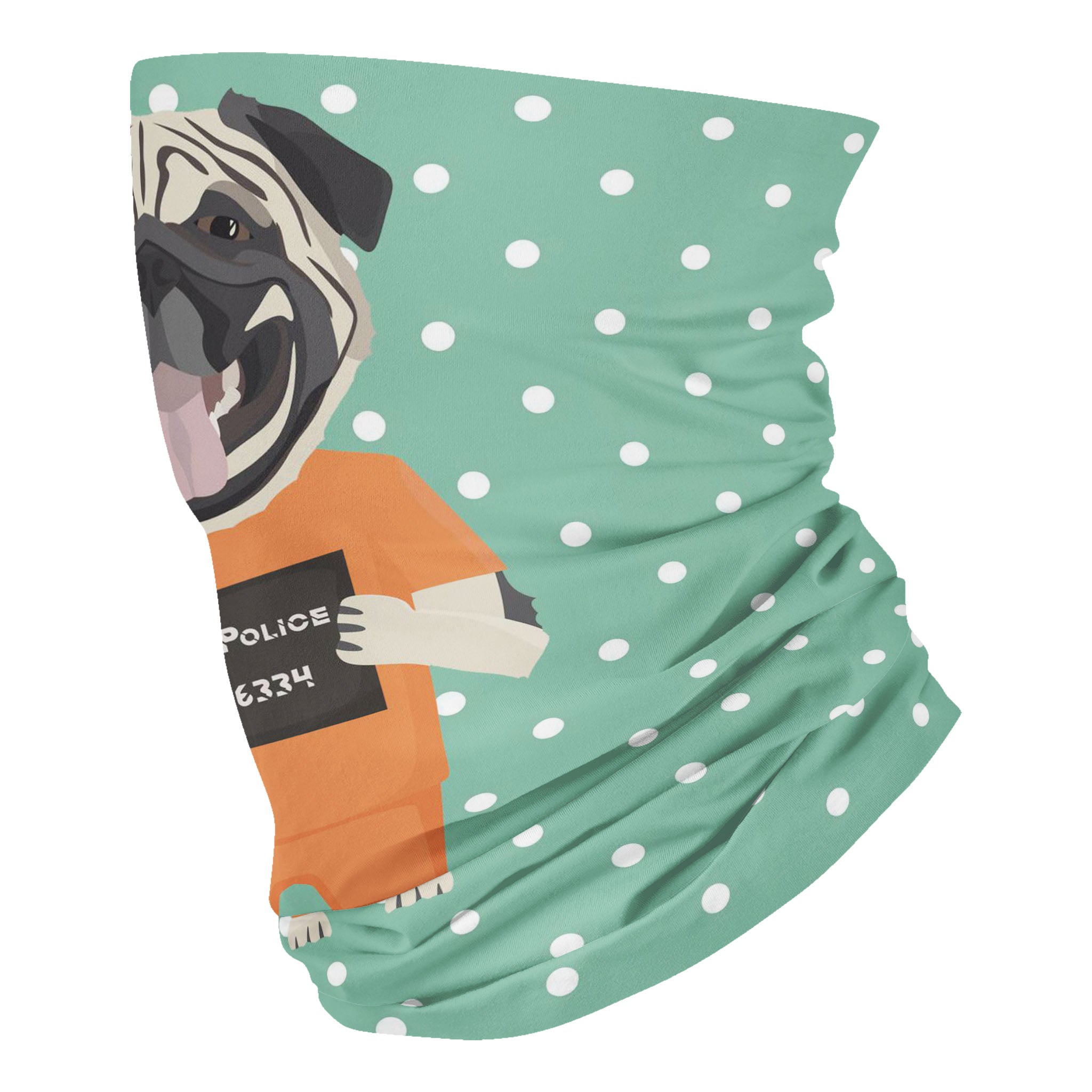 Mugshot prison clothes dog pug – Neck Gaiter