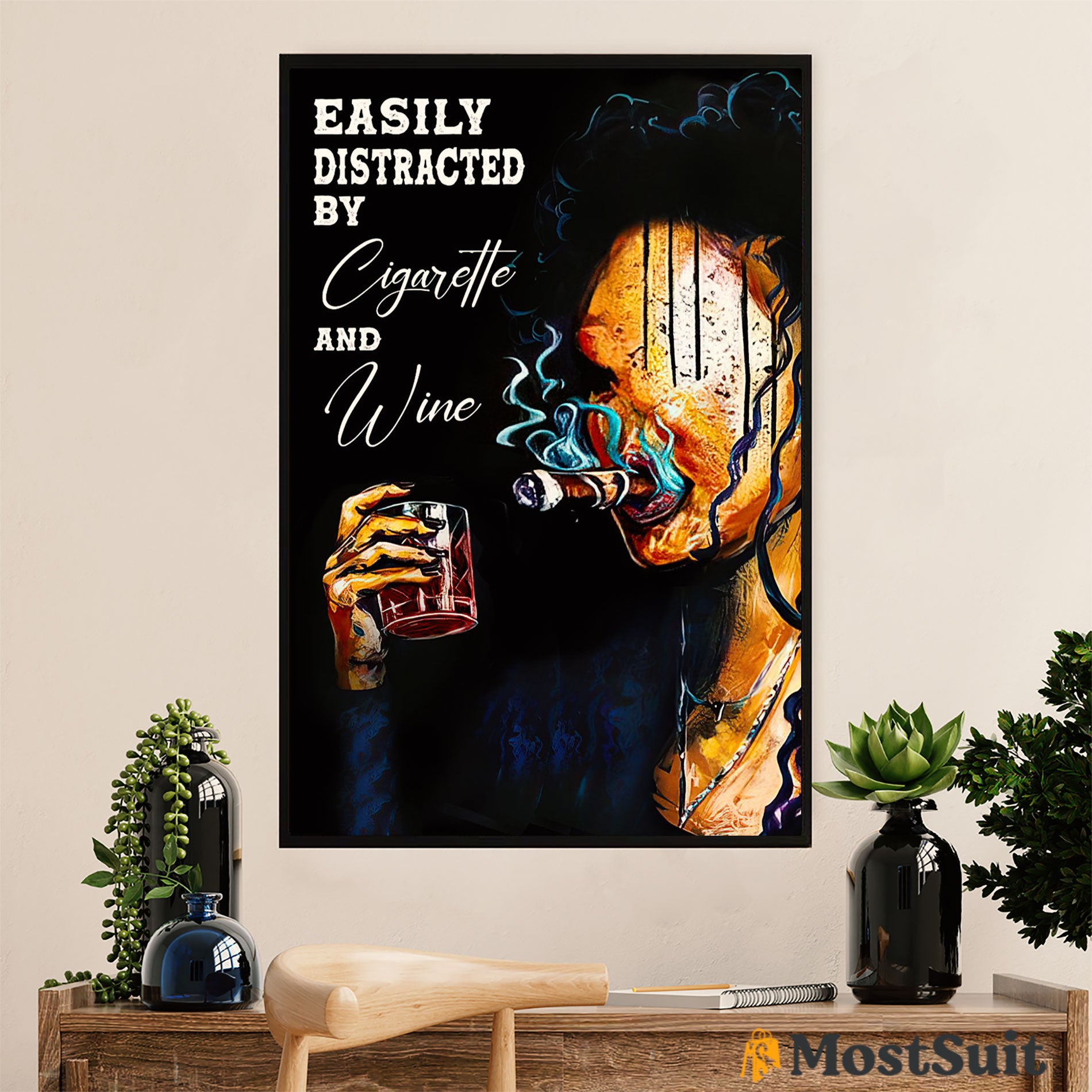 African American Afro Poster | Gift For Black Girl | Juneteenth Day Room Wall Art – Distracted By Cigarette Wine