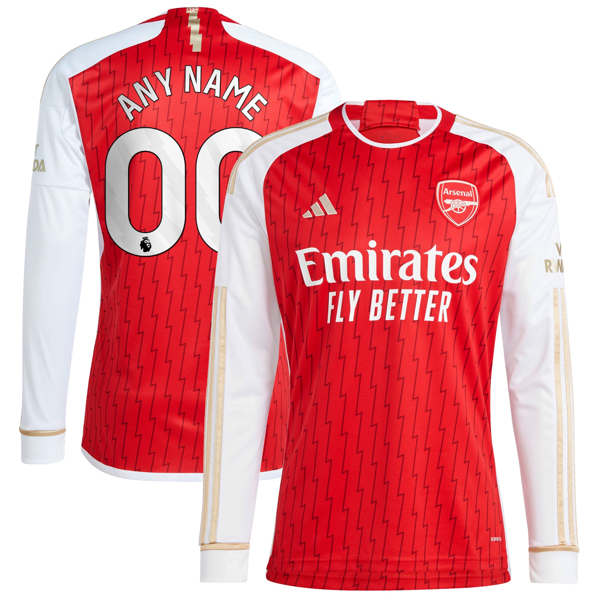 Arsenal 2023/24 Home Replica Custom Long Sleeve Jersey – Red