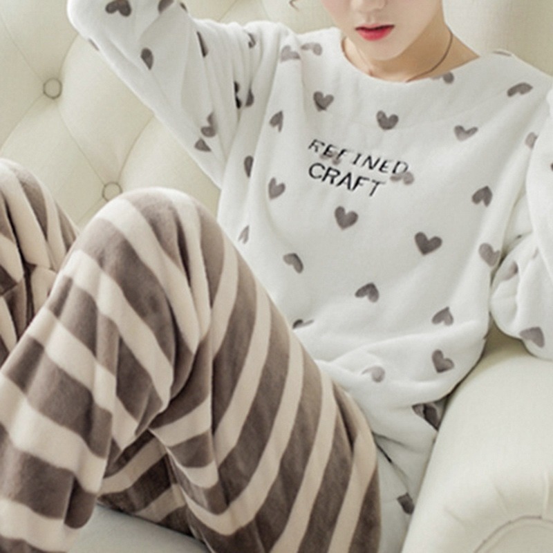 2022 Winter Flannel Pyjamas Cartoon Long Sleeve Coral Fleece Warm Sleepwear Long Wear Women Pajamas Rabbit Cow Animal Pajamas alx