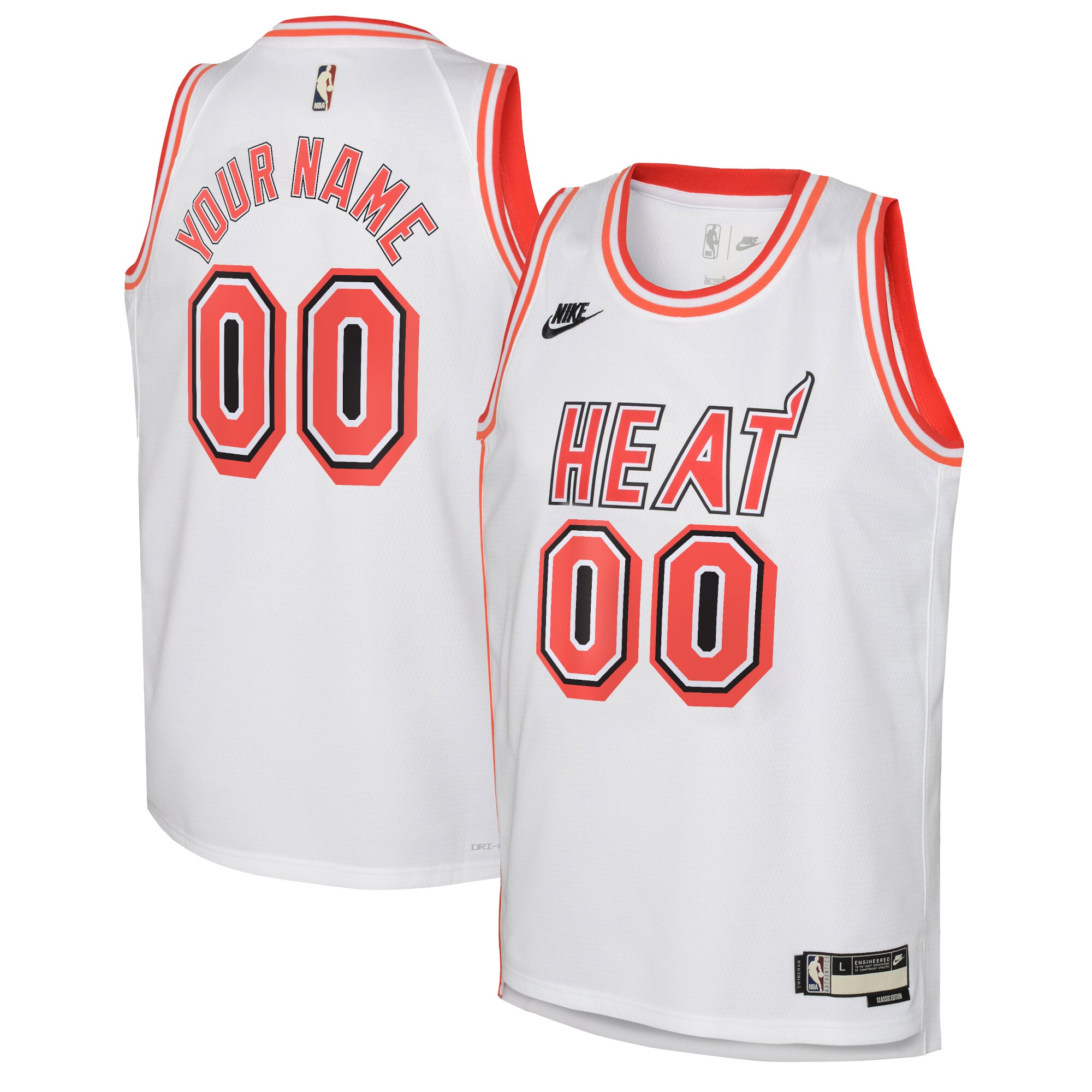 Miami Heat Classic Edition Swingman Jersey – Custom – White/Black – Youth