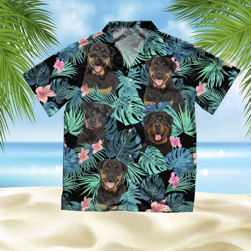Rottweiler Dog Summer Leaves Hawaiian Shirt