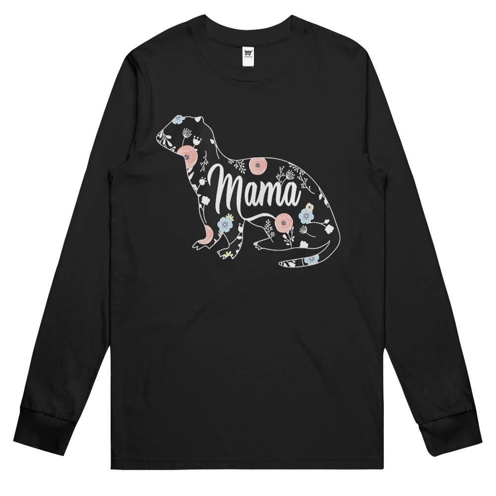 Mama Ferret Floral Mom Lover T Shirt Mother’s Day Gift Long Sleeve T Shirts