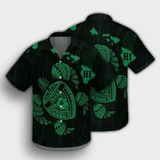 Turtle Ohana Hibicus Aloha Hawaiian Shirt Colorful Short Sleeve Summer Beach Casual Shirt For Men And Women