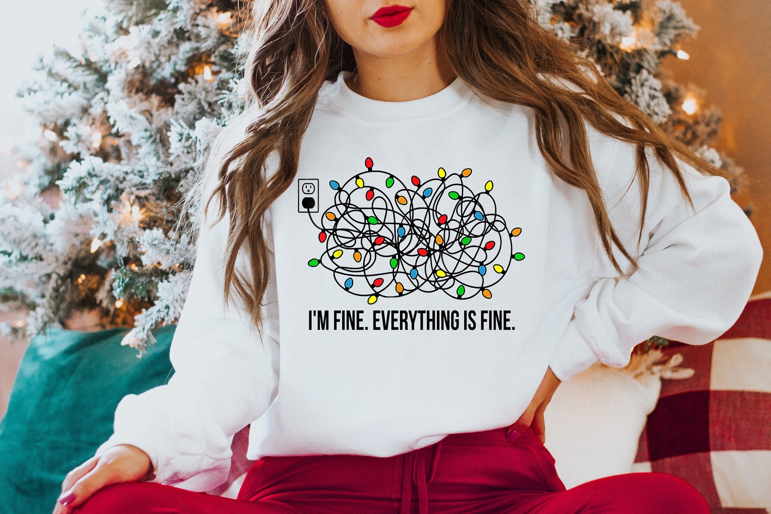 I’M Fine Everything Is Fine Sweatshirt 2D Crewneck Sweatshirt All Over Print Sweatshirt For Women Sweatshirt For Men Sws4529