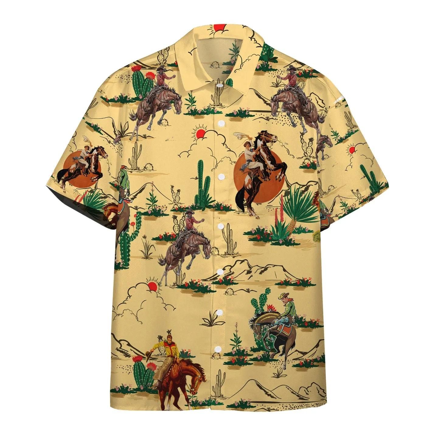 Alohazin Horse Cowboy Aloha Hawaiian Shirt Colorful Short Sleeve Summer Beach Casual Shirt For Men And Women