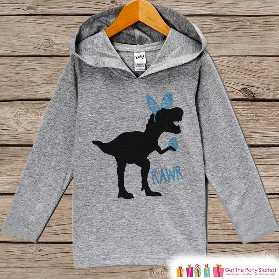 Boys Easter Outfit – Dinosaur Easter Bunny Hoodie – Easter Spring Pullover – Baby Toddler Boys Easter Outfit – Egg Hunt – Kids Grey Hoodie