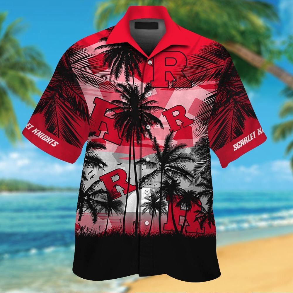 Rutgers Scarlet Knights Short Sleeve Button Up Tropical Shirt Hawaiian Shirt