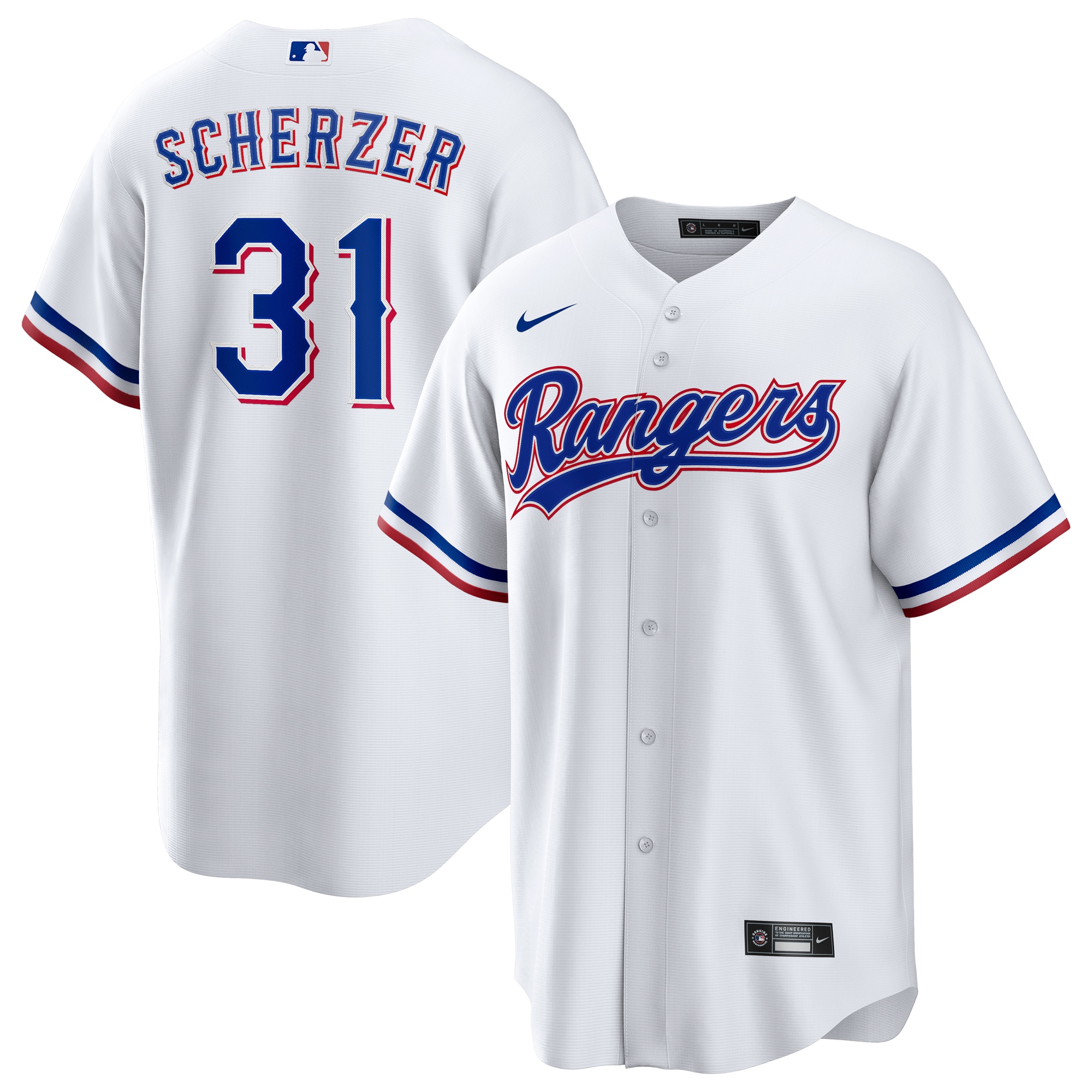 Men’s Texas Rangers Max Scherzer White Home Player Jersey