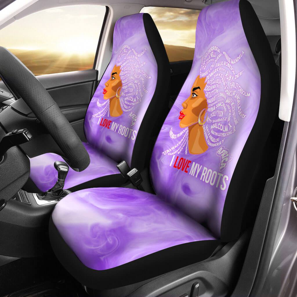 Melanin Automotive Seat Covers I Love My Roots Front Car Seat Covers