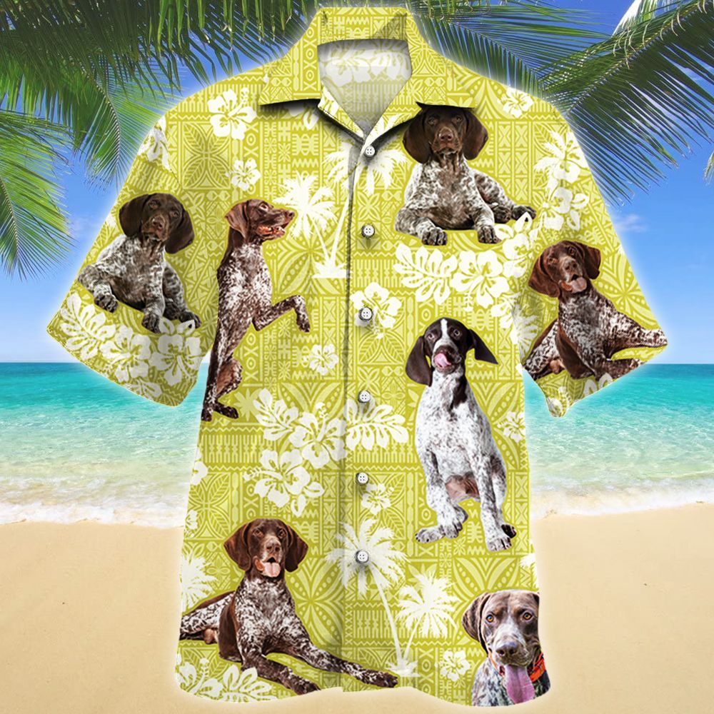 German Shorthaired Pointer Yellow Tribal Pattern Hawaiian Shirt Ha109895