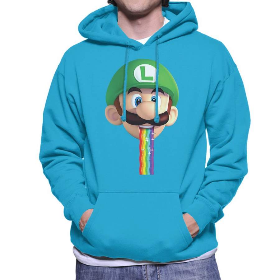 Super Mario Luigi Puking Rainbow Snapchat Filter Men’s Hooded Sweatshirt