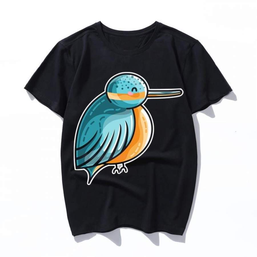 kawaii cute kingfisher Printed Men T Shirt Women Casual Ulzzang Aesthetic Fun Streetwear Tshirt Tops Short Sleeve Female T-shirt