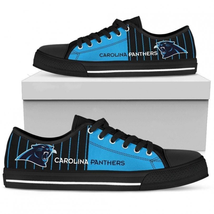 Cool Simple Design Vertical Stripes Carolina Panthers Low Top Shoes #303