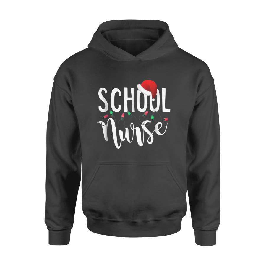 Christmas School Nurse Novelty Santa Lights Shirt – Standard Hoodie