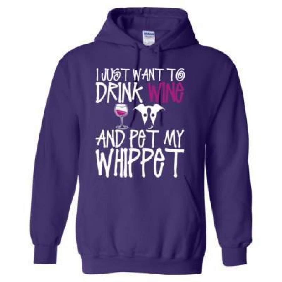 AGR I Just Want To Drink Wine And Pet My Whippet Dog – Heavy Blend™ Hooded Sweatshirt