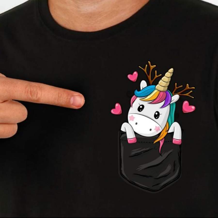 In my pocket there is an unicorn shirt, 3d printed christmas shirt, gift for unicorn lover, gift for him, christmas gift for her, christmas funny shirt, christmas gift ideas 2019 Barkingtees Fashion