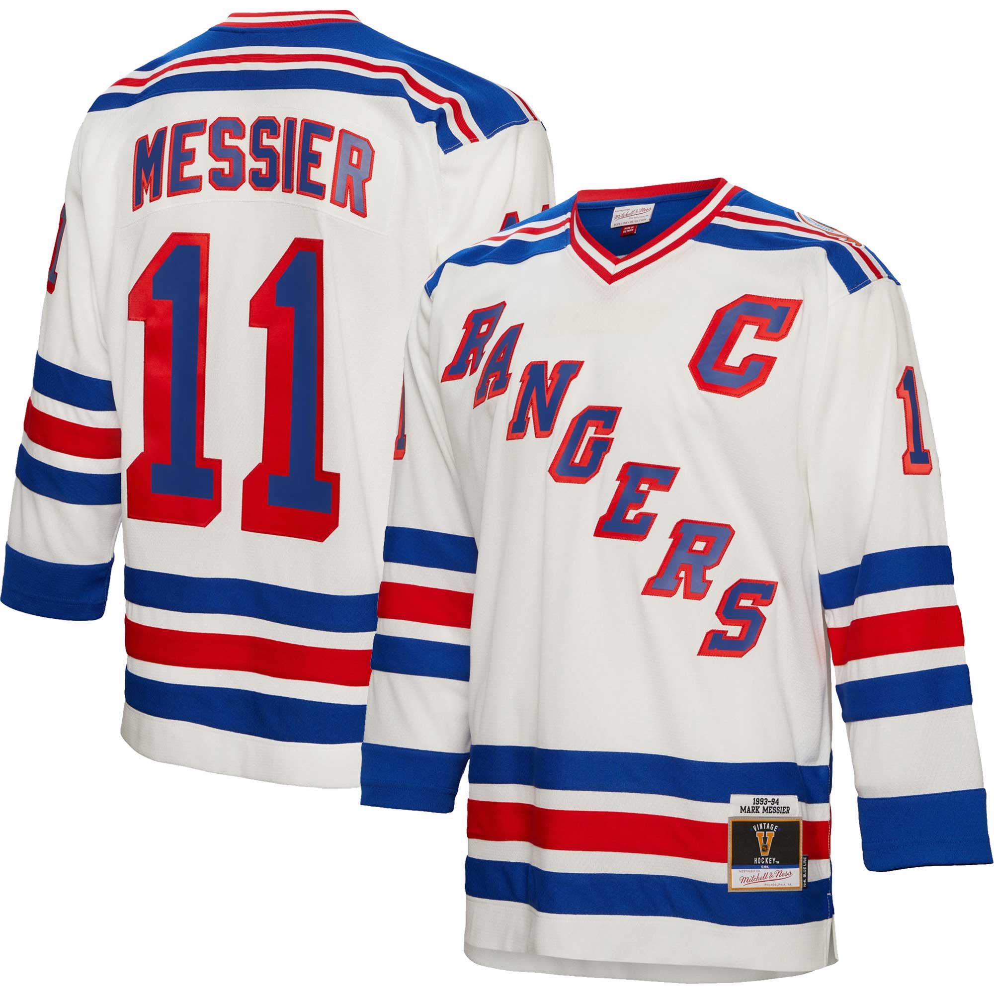 Mark Messier New York Rangers Mitchell & Ness Captain Patch 1993/94 Blue Line Player Jersey – White