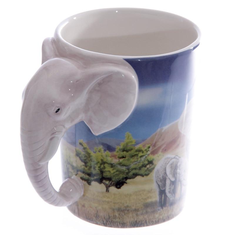 3D  Elephant Shaped Handle Mug