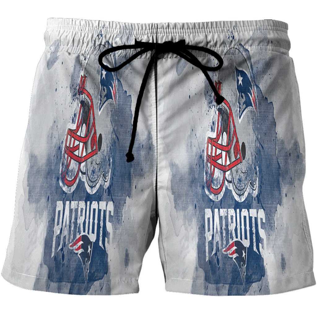 New England Patriots Helmet Color Splash 3D All Over Print Summer Beach Hawaiian Short