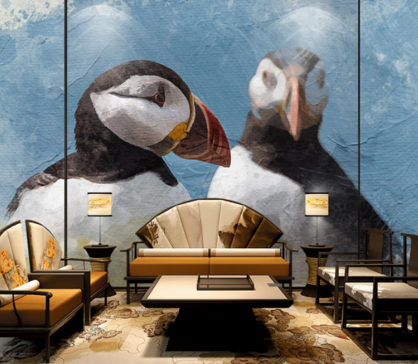 3D Watercolor Animal Penguin Wall Mural Wallpaper Lqh 14