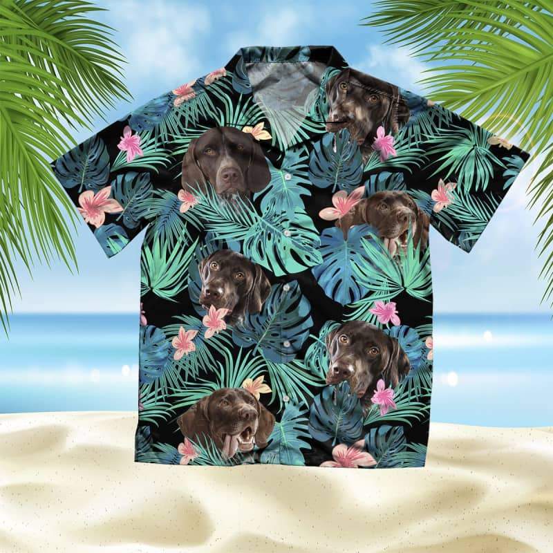 German Sp Hawaiian Shirt, Dog Summer Leaves Hawaiian Shirt, Unisex Print Aloha Short Sleeve Casual Shirt