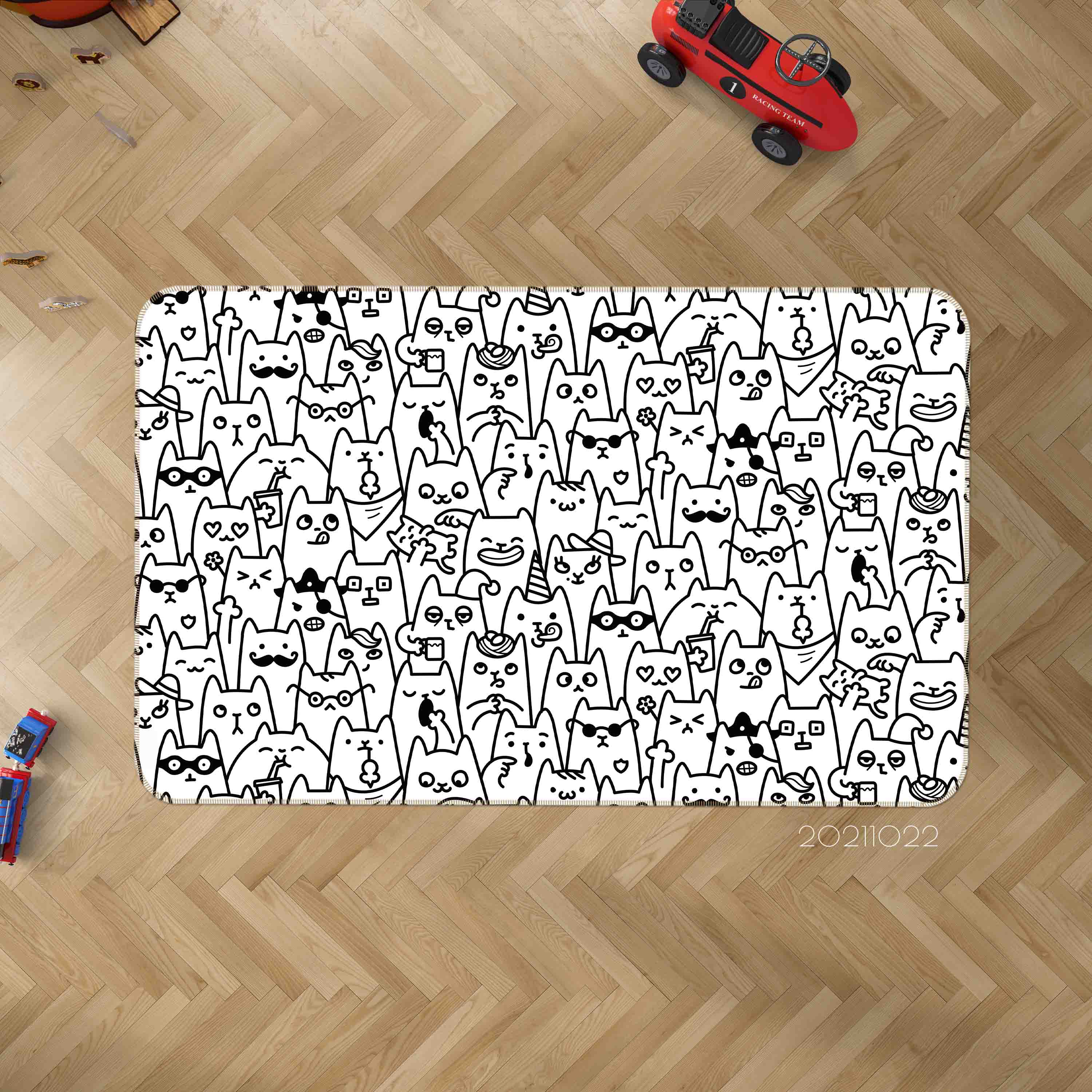 3D Abstract Cute Animal Doodle Non-Slip Rug Mat 122