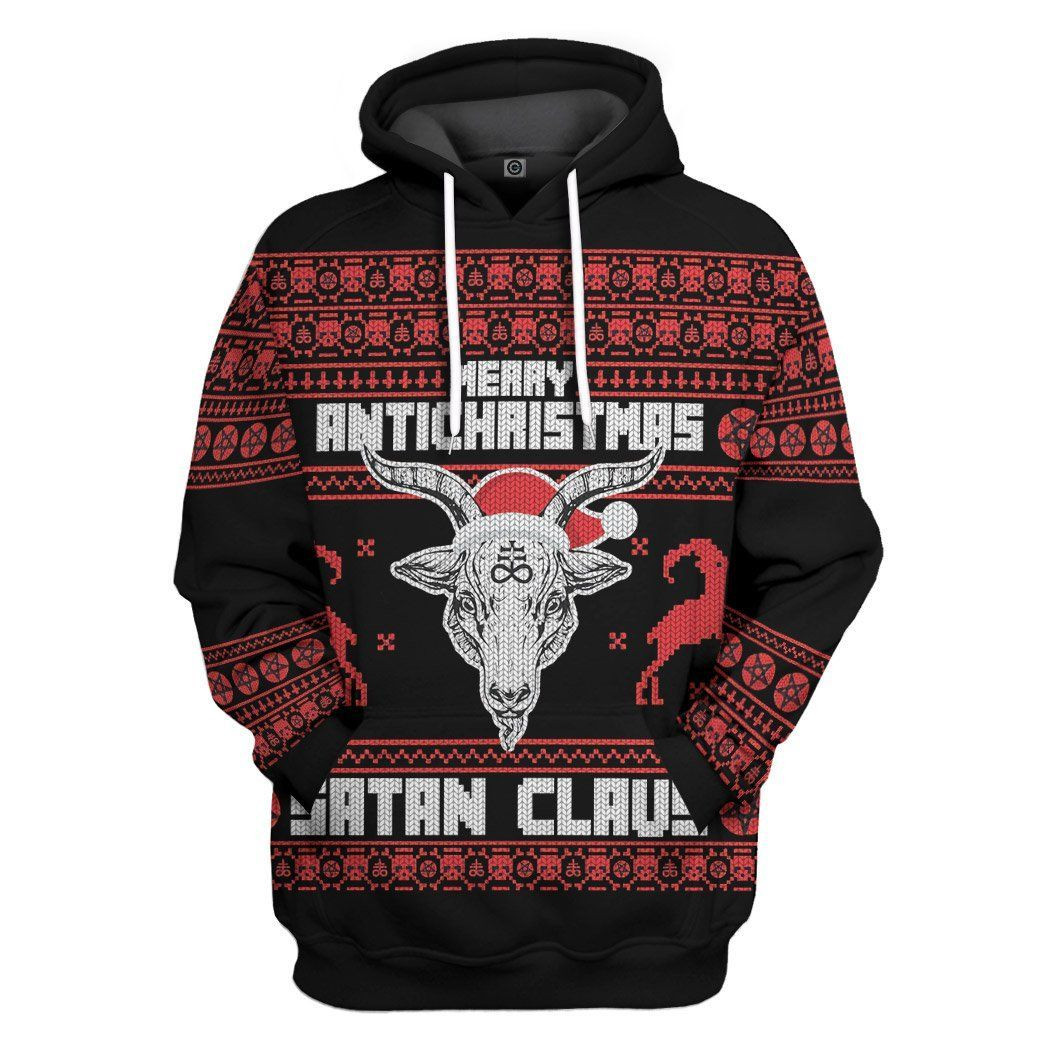 3D Merry Antichristmas Satan Claus Ugly Christmas Sweater Custom Hoodie Apparel