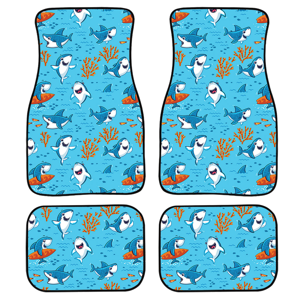 Cute Shark Pattern Print Front And Back Car Floor Mats