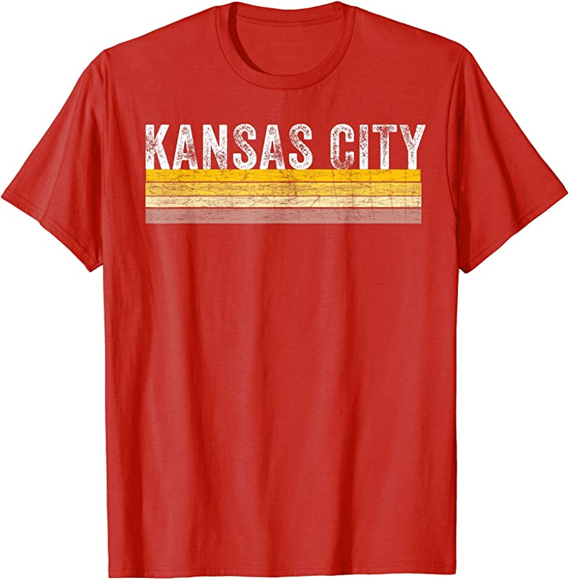 Kansas City Retro Vintage Stripe Red KC Fan Gift Kc Missouri T-Shirt