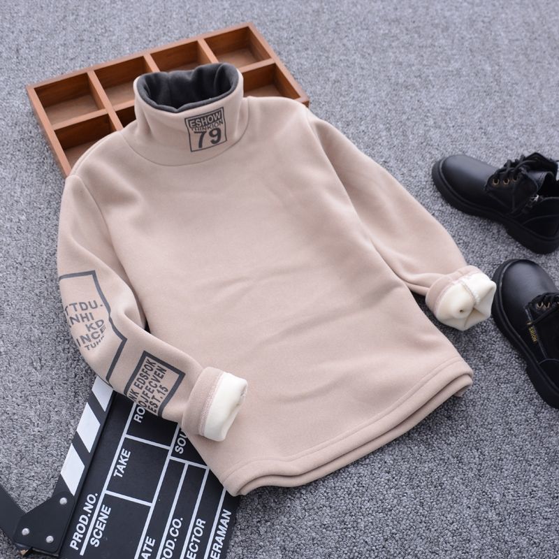 Children Hoodie Thicken Boys and Girls Long-sleeved T-shirts Kids Turtleneck Bottom Shirt alx