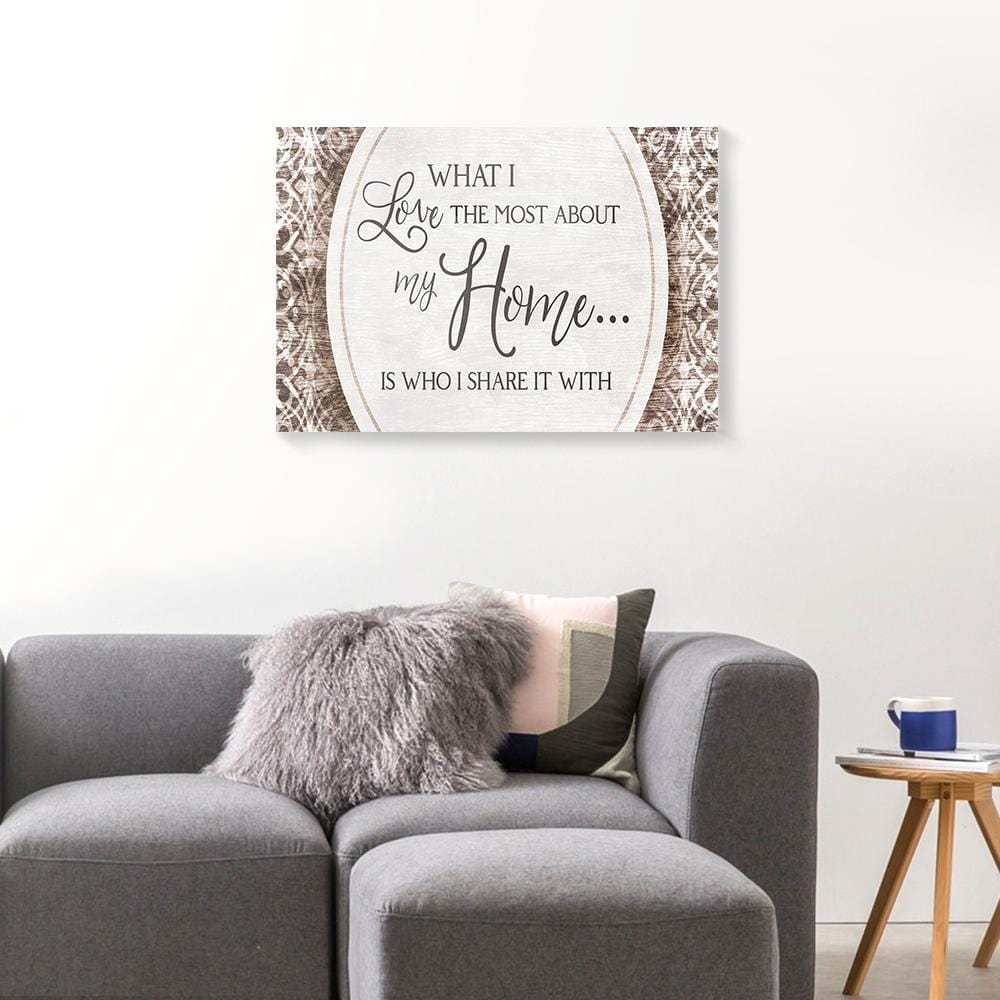 Canvas Prints What I Love Most About My Home Is Who I Share With Pattern Home Canvas Wall Art Home Decoration