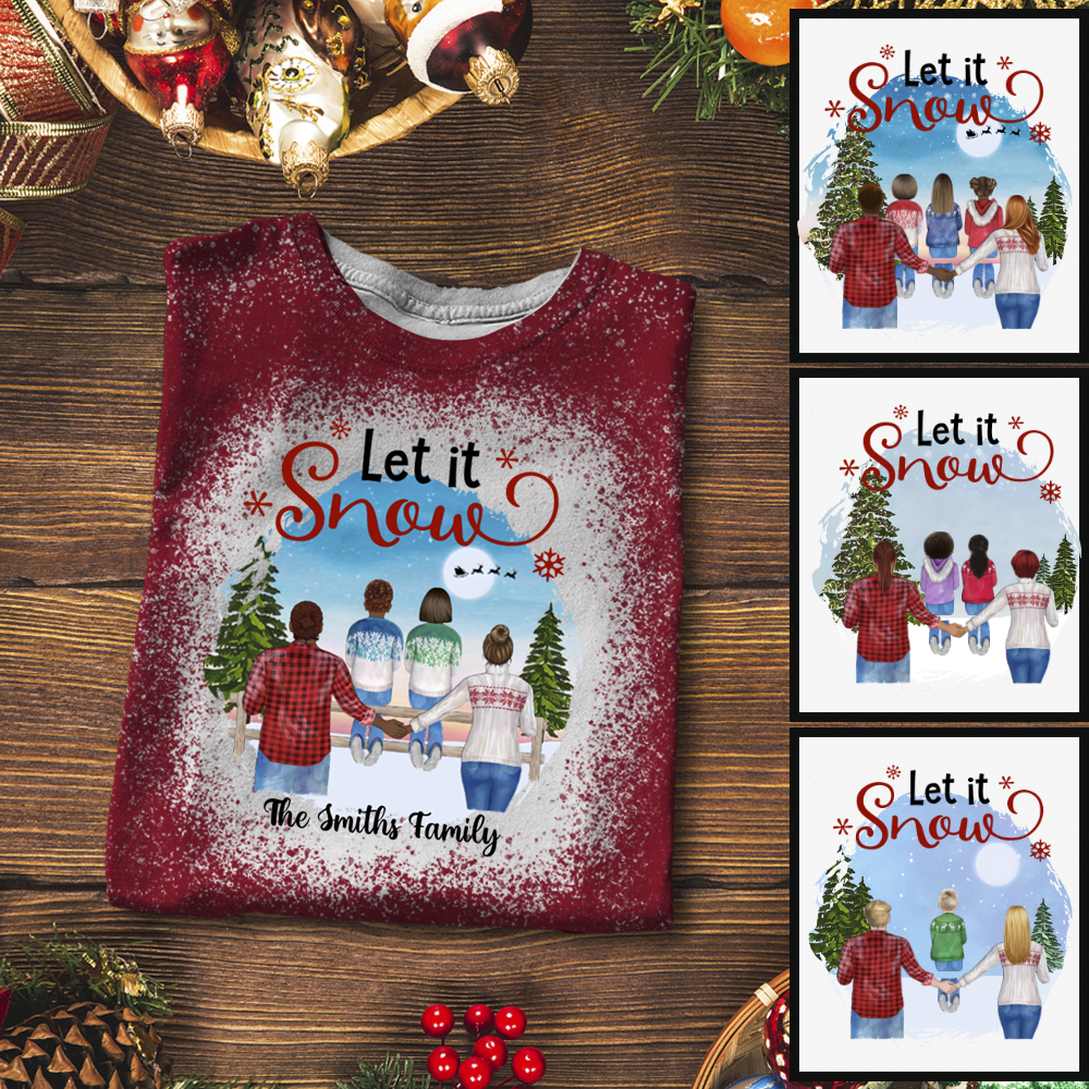 Couple And Kids Christmas Personalized Bleach Shirt Sweatshirt Hoodie Ap419