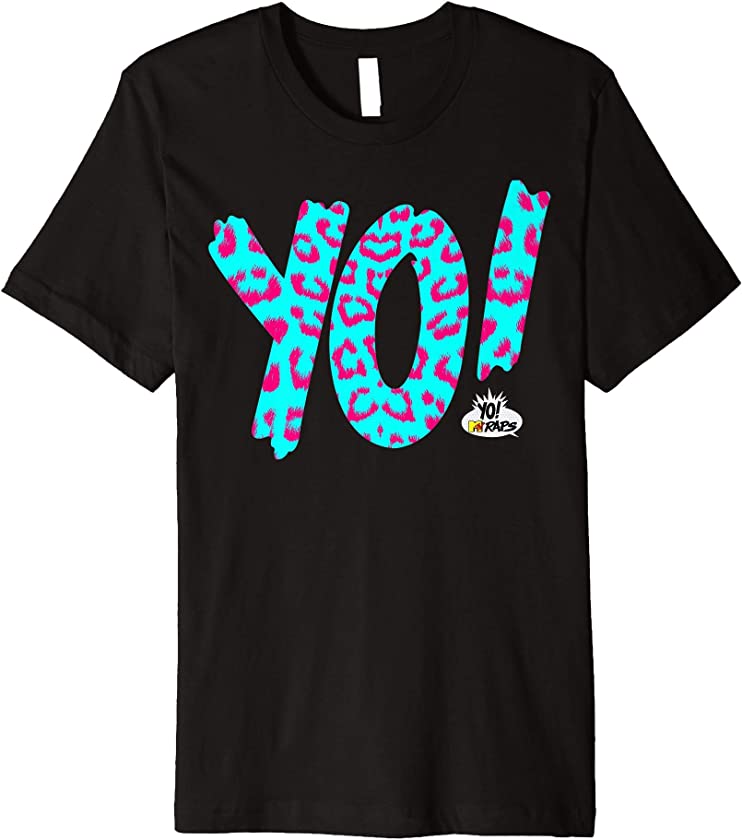 Yo! MTV Raps Neon Leopard Print Logo Premium T-Shirt