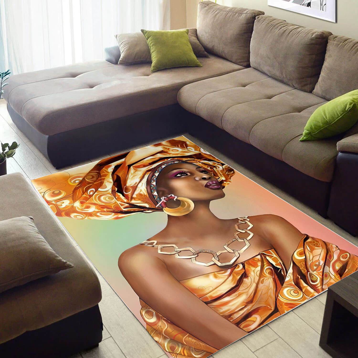 African Area Rug Beautiful Black Afro Lady African American Art Rug Afrocentric Home Decor And Style WBG02326