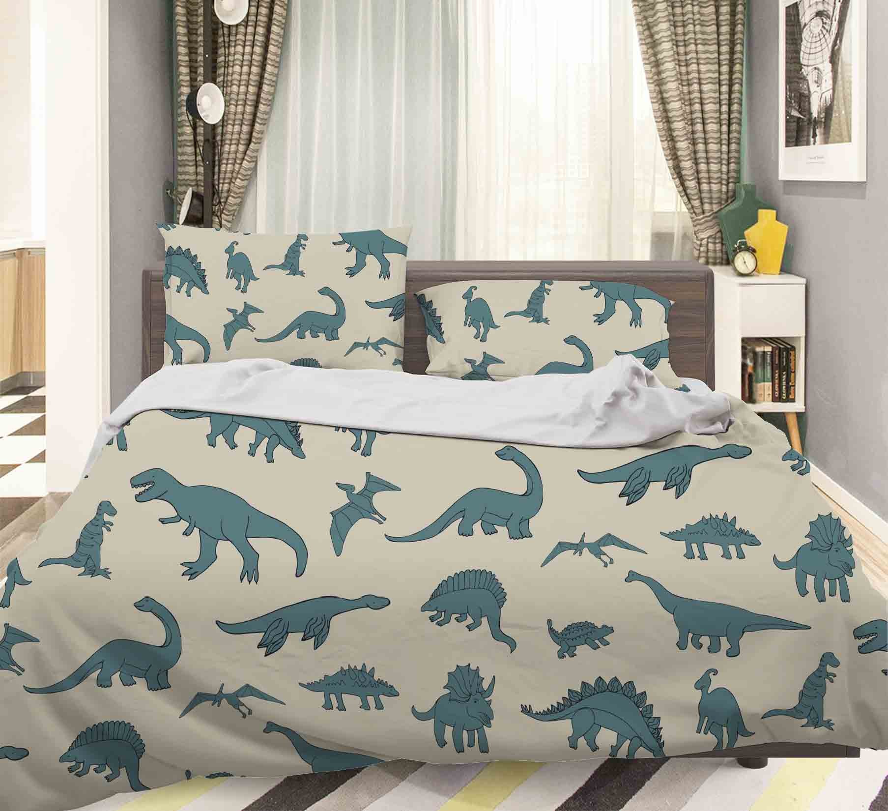 3D Green Dinosaurs Pattern Quilt Cover Set Bedding Set Pillowcases  9