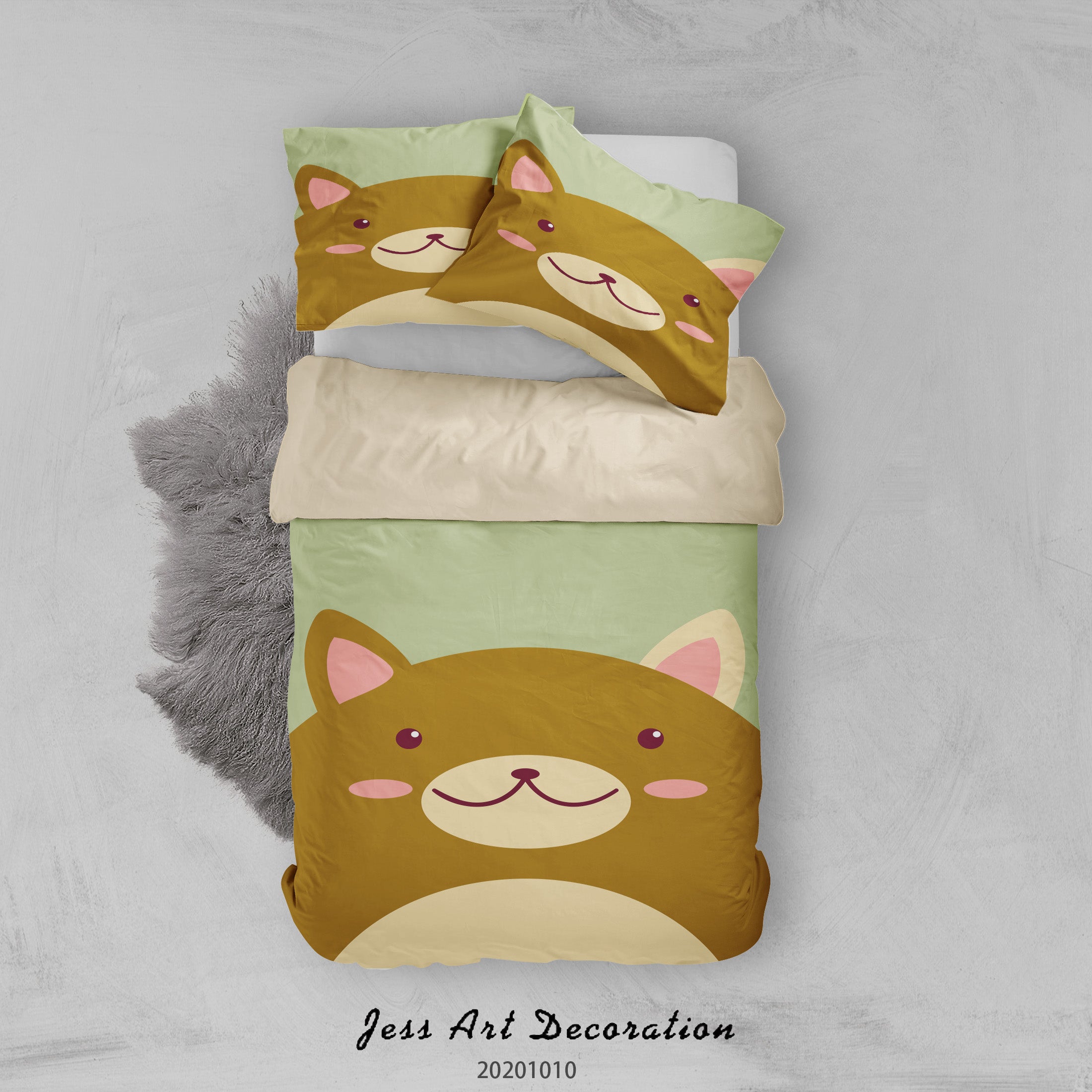 3D Cartoon Cute Animal Cat Quilt Cover Set Bedding Set Duvet Cover Pillowcases Wj 9530