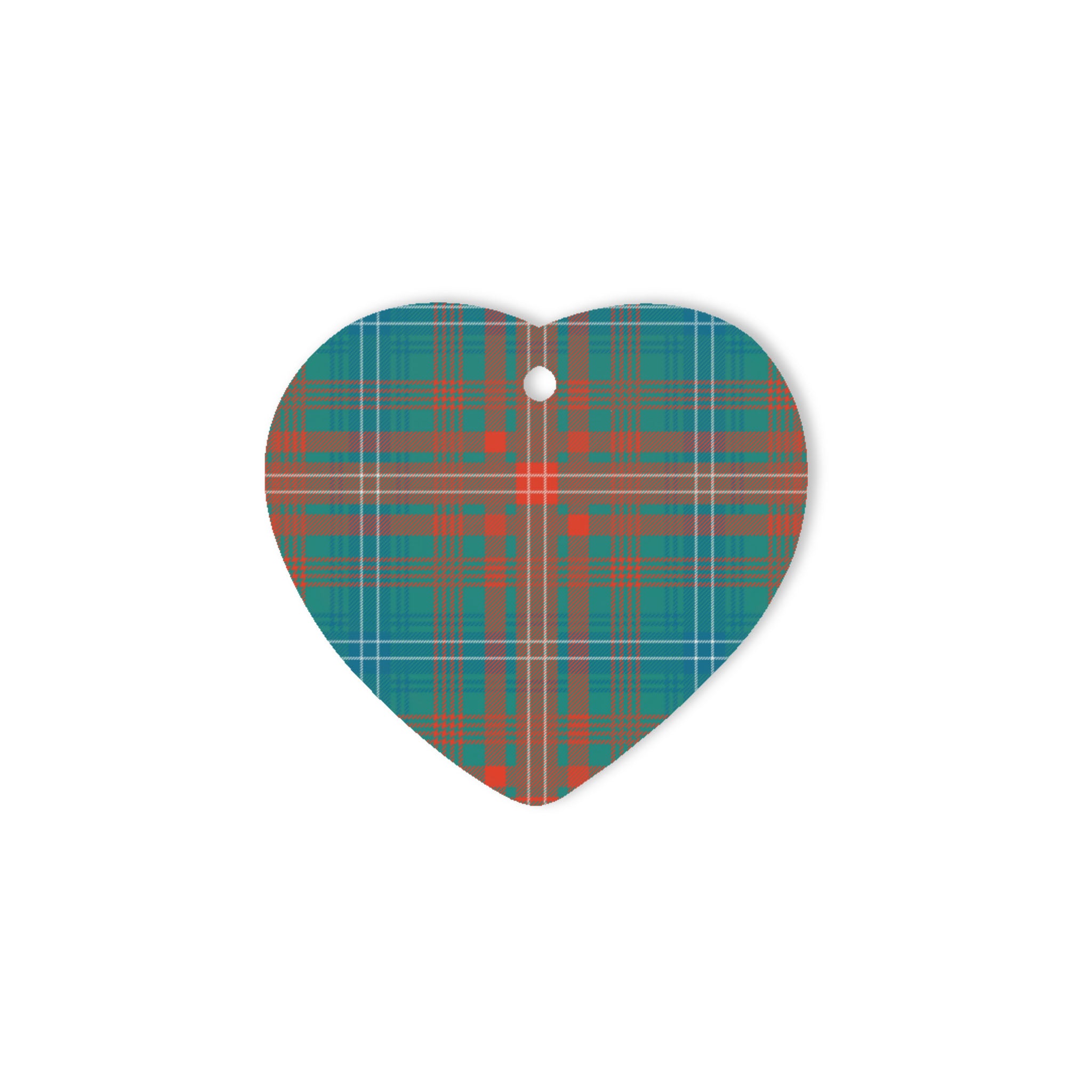 Wilson Ancient Tartan Heart Ornaments, Christmas Tree Ornament, Plaid Christmas Ornaments, Ceramic Heart Christmas Tree Decoration