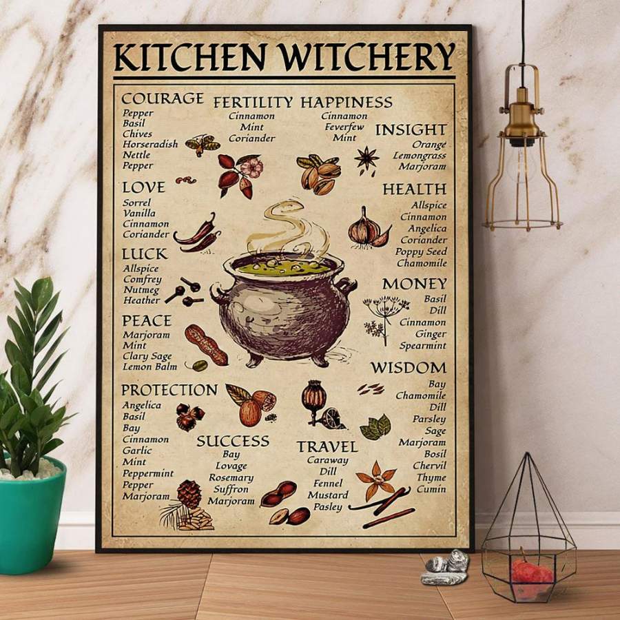 Witch kitchen witchery Halloween paper poster no frame/ wrapped canvas wall decor full size