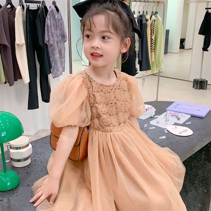 2022 Baby Girls Summer Dress 3D Flowers Fashion Elegant Girl Kids Princess Birthday Party Dresses Children Vestidos Clothes alx