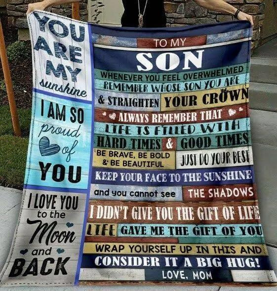 To My Son You Are My Sunshine I Am So Proud Of You Fleece Blanket Gift For Son Home Decor Bedding Couch Sofa Soft And Comfy Cozy