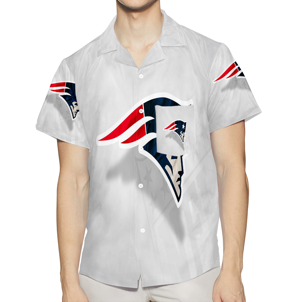 New England Patriots White Background 3D All Over Print Summer Beach Hawaiian Shirt With Pocket