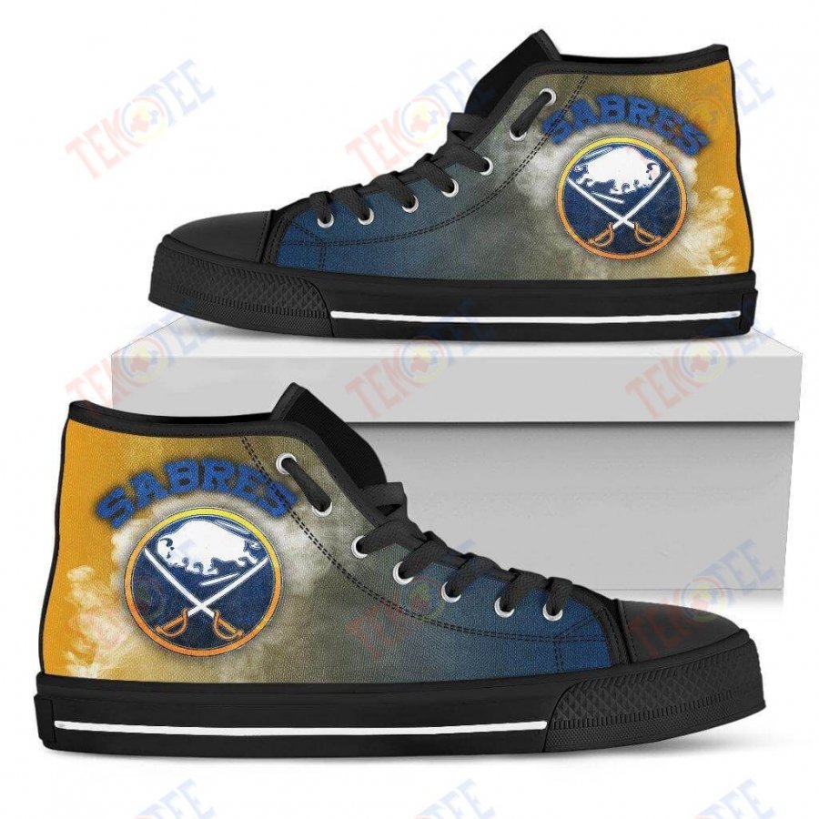 Mens Womens Buffalo Sabres High Top Shoes White Smoke Vintageshoes TMT244