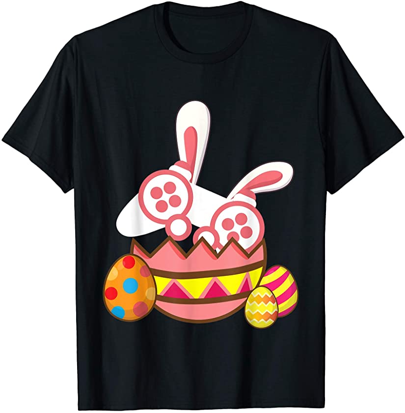 Video Game Bunny Eggs Costume Easter Day Boys Kids Gamer T-Shirt